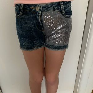 Girls Truluv Jean Shorts with Sequins Sz 8